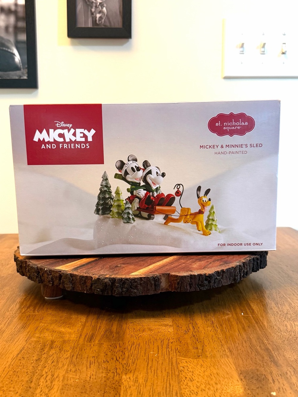 St Nicholas Square Disney Mickey Minnie Sled Pluto Christmas Village 2023 NIB